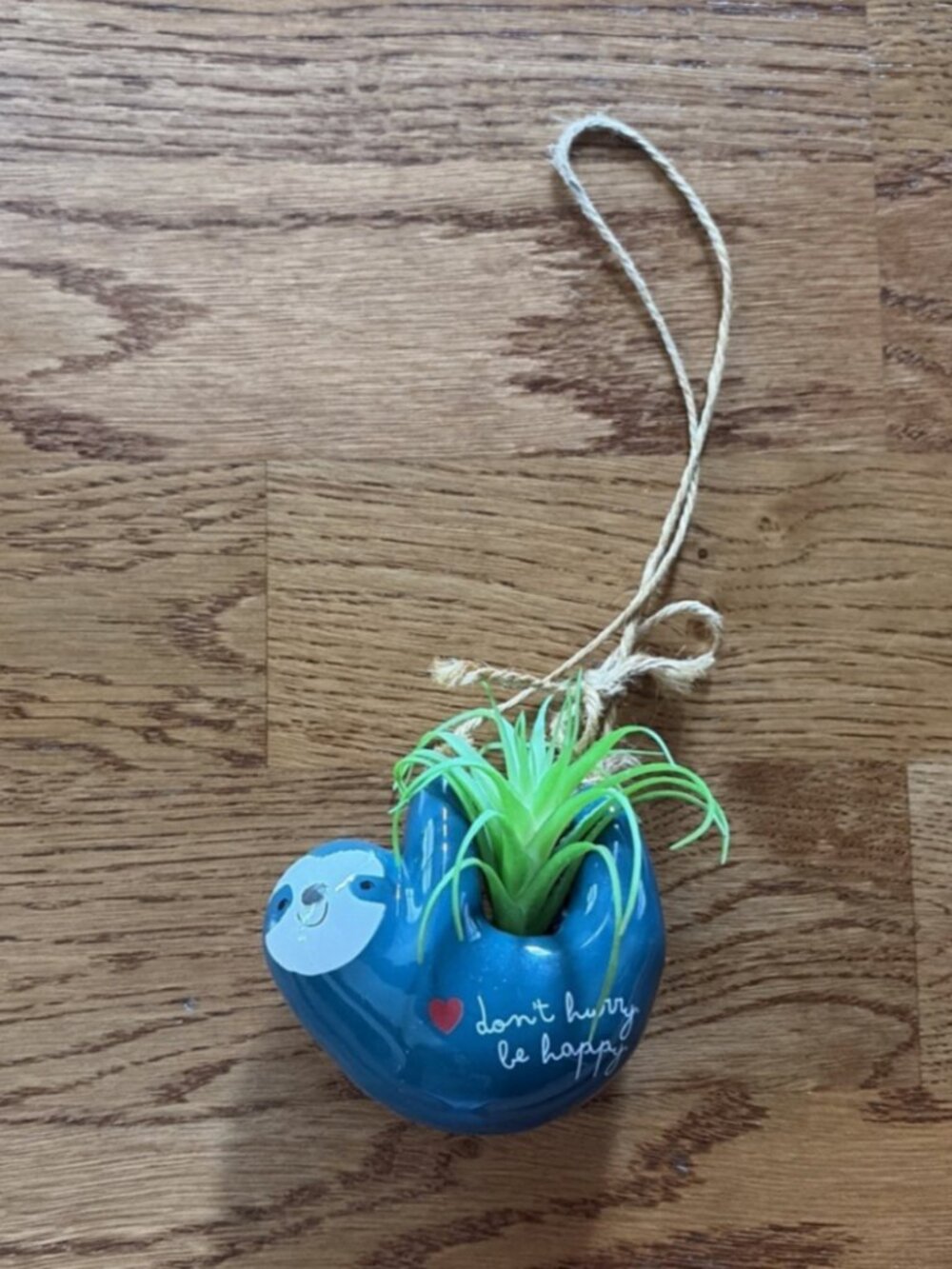 Natural Life Mini Hanging Faux Succulent Car Charm Rear View Mirror Sloth Blue - Picture 2 of 4